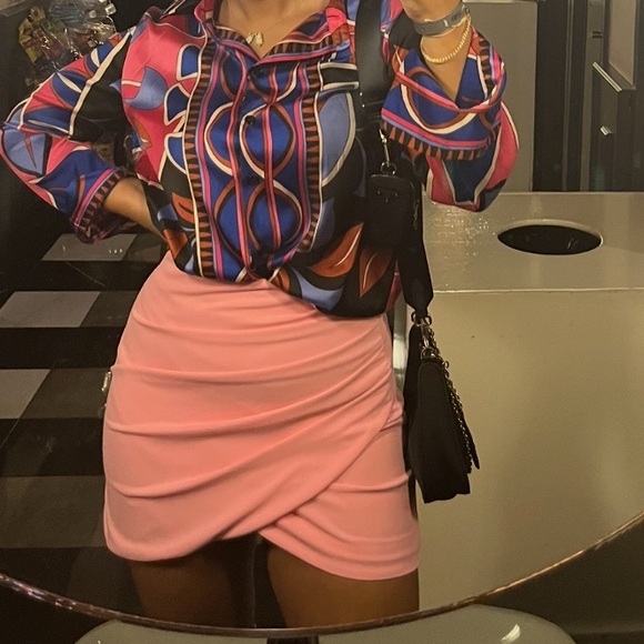 ZARA Pink Draped Mini Skirt Size M - Picture 7 of 7